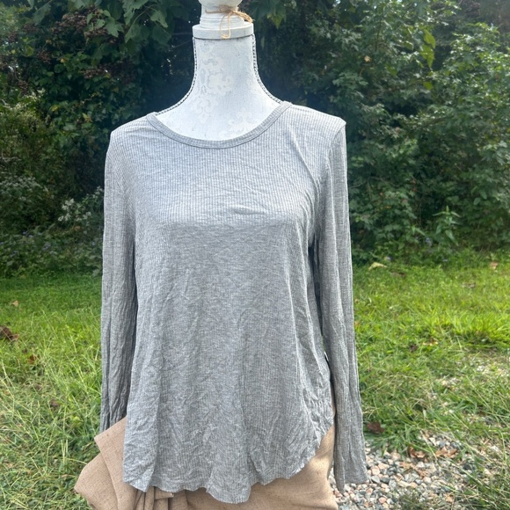 Honey Punch Heather Gray Long Sleeve Top